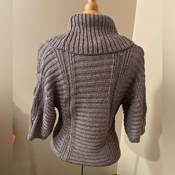 INC International Concepts Brown Shimmer Turtleneck Short Sleeve Sweater Sz S - Picture 2 of 6